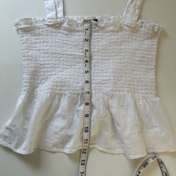 American Eagle Crop Top White Spaghetti Strap Ruffle Summer Beach Size Small - Picture 8 of 8